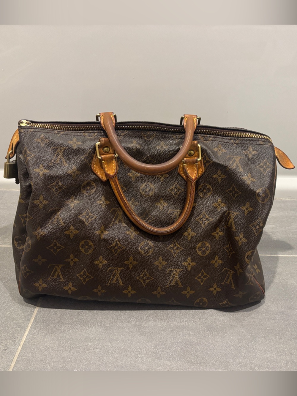 Louis Vuitton Brown Monogram Speedy 2009 Duffel Bag with Tan Handles